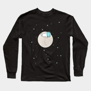 Cute cat sleeping on a moon Long Sleeve T-Shirt